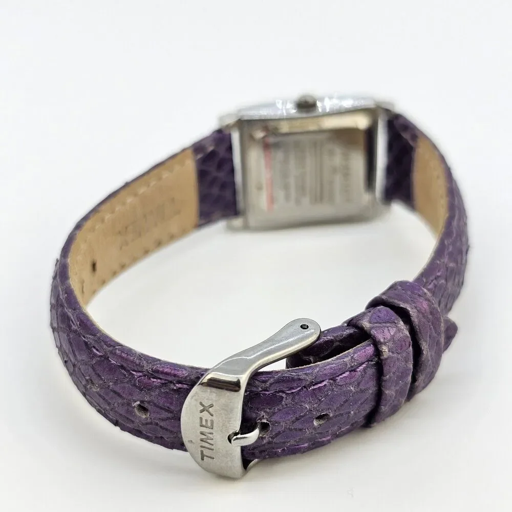 La Mer Collection Women's Watch 22MM White Dial Purple Leather Bands New Battery